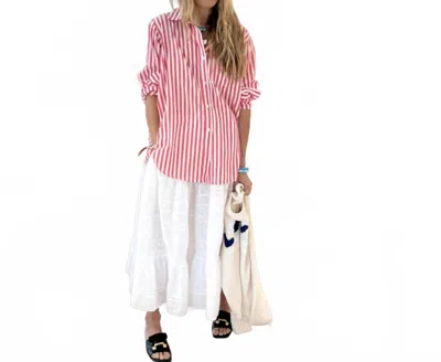 Kerri Rosenthal Mia Stripe Shirt In Red- White In Pink
