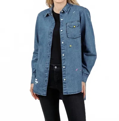 Kerri Rosenthal Mia Studio Shirt In True Denim In Blue