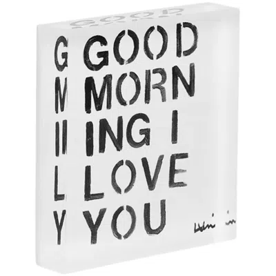 Kerri Rosenthal Morning I Love You Block Of Love 4x4 In White