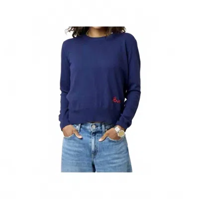 Kerri Rosenthal Patchwork Pullover Long Sleeve Sweater In Indigo In Blue