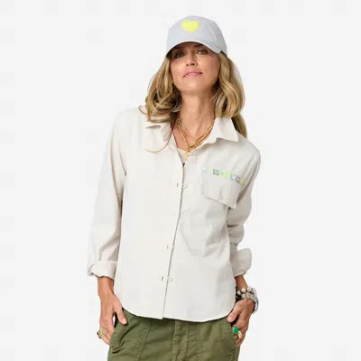 Kerri Rosenthal Pia Love Brigade Button Down Shirt In Chalk In White