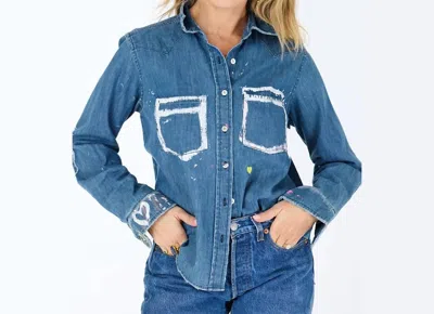 Kerri Rosenthal Pia Western Studio Shirt In True Denim In Multi