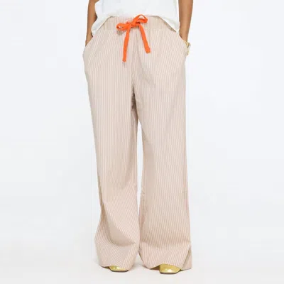 Kerri Rosenthal Post Linen Stripe Pant In Oak In Neutral