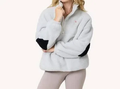 Kerri Rosenthal Quarter Zip Coze Magoze Sweater In Light Grey In White