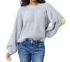 Kerri Rosenthal Ricki Imperfect Heart Elbow Sweater In Heather Grey In Grey