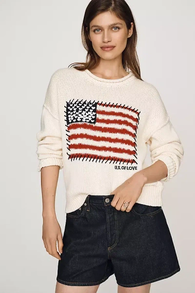 Kerri Rosenthal Rollneck Us Of Love Sweater In White
