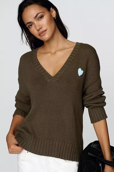 Kerri Rosenthal Saturday 100% Cotton Sweater In Green
