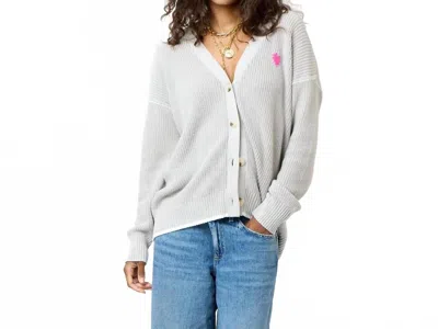 Kerri Rosenthal Slouchy V-neck Cardigan In Silver Grey In White