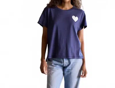 Kerri Rosenthal Suke Contrast Heart Tee In Indigo/ White In Multi