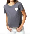 Kerri Rosenthal Suke Contrast Imperfect Heart Tee In Carbon In Grey
