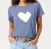 Kerri Rosenthal Suke Imperfect Heart Color Tee's In French Blue In Blue
