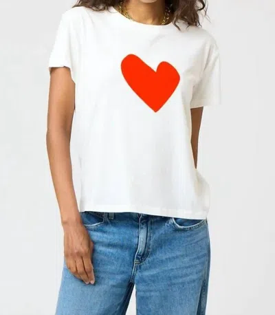 Kerri Rosenthal Suke Imperfect Heart Tee In Aperol Orange In White