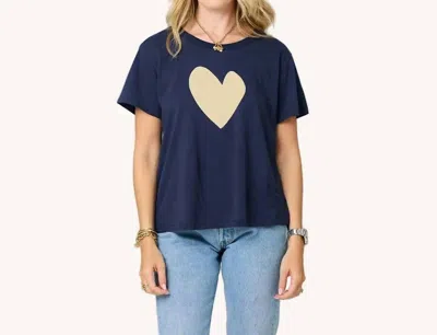 Kerri Rosenthal Suke Imperfect Heart Tee In Indigo Blue Cream