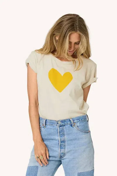 Kerri Rosenthal Suke Imperfect Tee In Chalk/ Golden Yellow In Multi