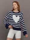 Kerri Rosenthal Summer Imperfect Heart Sweater In Blue