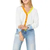 Kerri Rosenthal Suzanne Contrast Cardigan In White In White