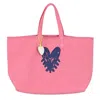 KERRI ROSENTHAL THE SMALL TOTE POP HEART BAG IN RHUBARB