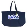 KERRI ROSENTHAL THE SMALL TOTE WILD LOVE BAG IN DARK DENIM