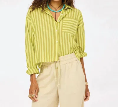 Kerri Rosenthal Tia Faded Stripe Shirt In Cactus-dark In Multi