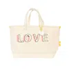 Kerri Rosenthal Too Da Loo Tote Love Me Two Times Canvas Bag In Oatmilk In Multi
