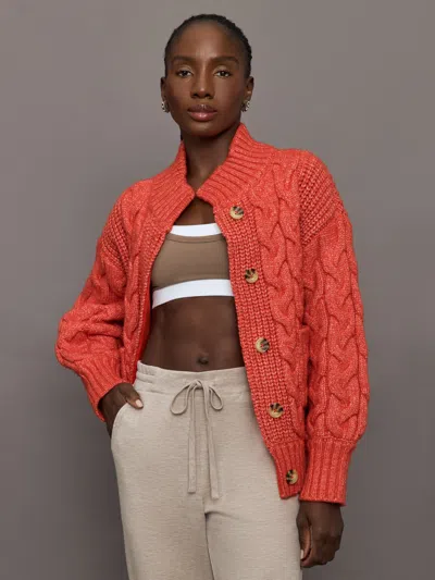 Kerri Rosenthal Troy Cable Sweater In Mars Orange