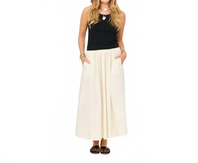 Kerri Rosenthal Two-tone Tank Midi Dress In Black Cloud In White