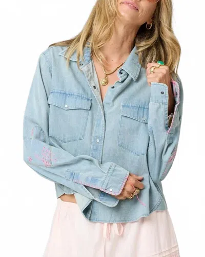 Kerri Rosenthal Western Pia Shirt In True Denim In Blue