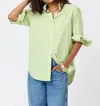 Kerri Rosenthal Women's Mia Stripe Ruffle Shirt In Key Lime Green In Green