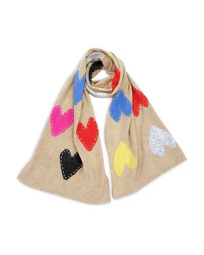 Kerri Rosenthal Zero Waste Cashmere Heart Applique Scarf In Multi