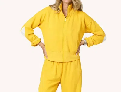 Kerri Rosenthal Zip Up Mock Neck Sweatshirt In Golden Yellow