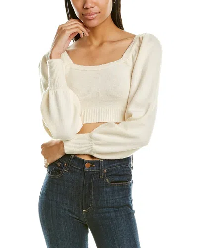 Kerrick Cropped Knit Sweater In White
