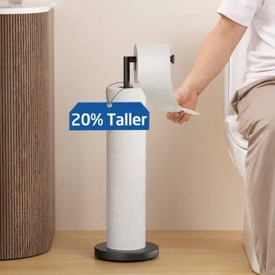 Kes 26" H Freestanding Toilet Paper Holder With Weighted Base For 6 Rolls With Reverse Matte Black In Stainless Steel;matte Black
