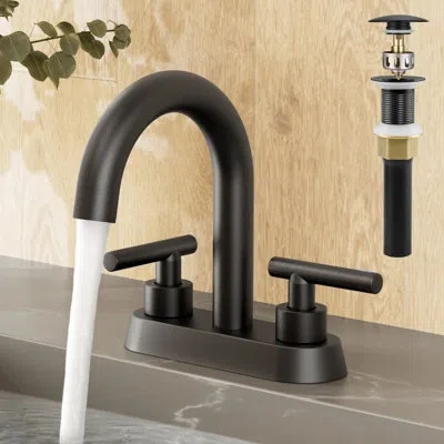 Kes 4 Inch Centerset Faucet 2-handle Bathroom Faucet With Drain Assembly Matte Black