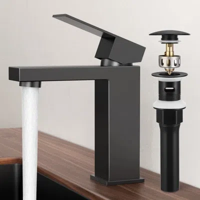 Kes Bathroom Faucet Single Handle Sink Drain Assembly Cupc Certified Stainless Steel In Matte Black