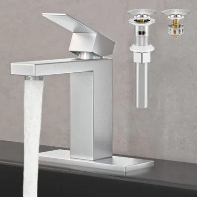 Kes Bathroom Sink Faucets With Drain (with Overflow), Bathroom Faucets For Sink 1 Hole Or 3 Holes, Vanit In Brushed Nickel