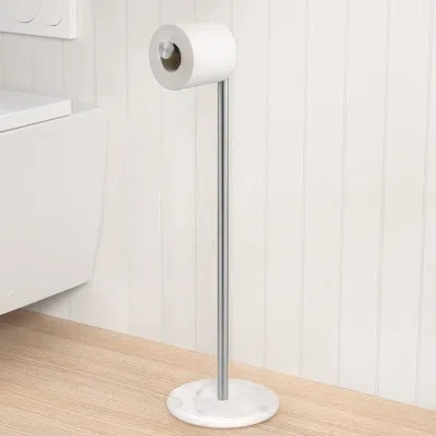 Kes Bathroom Toilet Paper Roll Holder Stand Marble 26''h Freestanding Toilet Paper Holder Sus304 Stainle In Brushed Nickel
