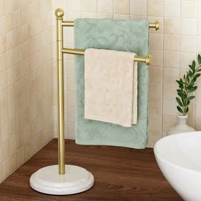 Kes Bathroom Towel Holder Free Standing In Brushed Gold