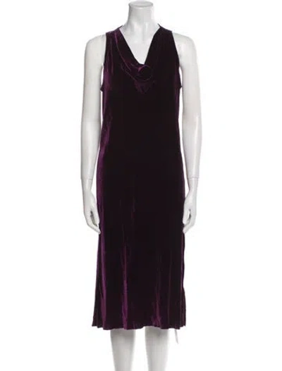 Pre-owned Kes Cowl Neck Midi Length Dress In Purple