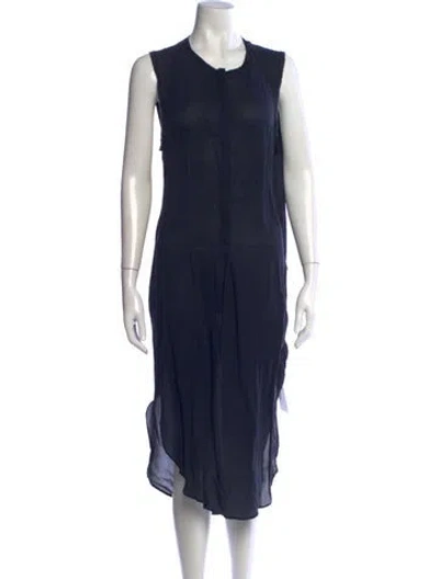 Pre-owned Kes Crew Neck Midi Length Dress In Blue
