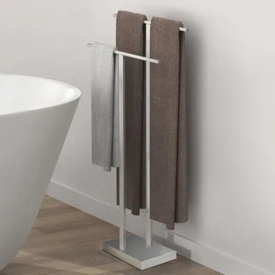 Kes Free Standing Towel Rack Bathroom With Weighted Base 2-tier 18/8 Stainless Steel In Brushed Nickel