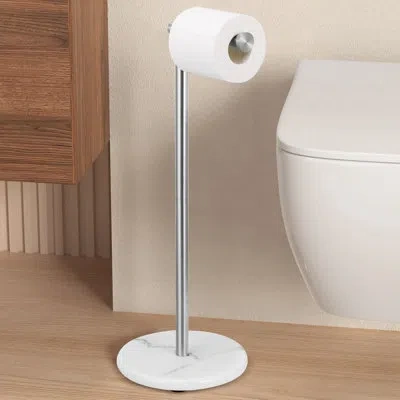 Kes Freestanding Bathroom Toilet Paper Roll Holder Stand Marble Stand Up Sus304 Stainless Steel In Brushed Nickel