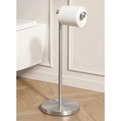 Kes Freestanding Toilet Paper Holder Heavy Weighted Tissue Roll Holder Sus304 Stainless Steel In Brushed Steel