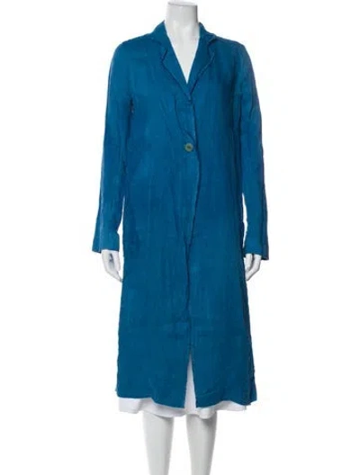 Pre-owned Kes Linen Coat In Blue