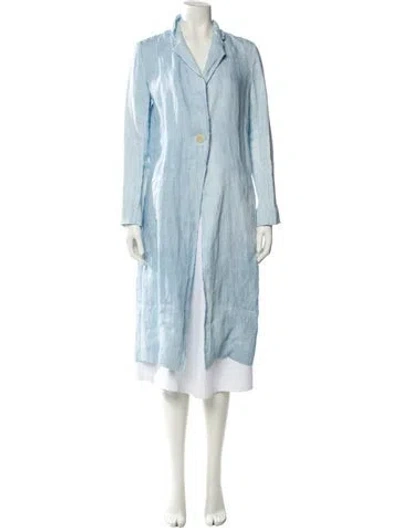 Pre-owned Kes Linen Trench Coat W/ Tags In Blue