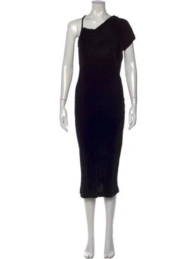 Pre-owned Kes One-shoulder Midi Length Dress In Black