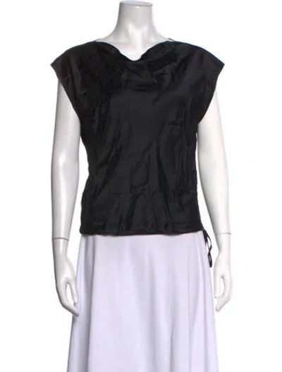 Pre-owned Kes Scoop Neck Short Sleeve Top In Black