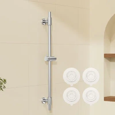 Kes Shower Slide Bar 30-inch Adjustable Shower Head Holder Drill-free Mounted Brushed Finish In Stainless Steel;silver