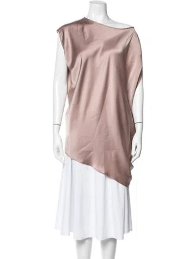 Pre-owned Kes Silk Asymmetrical Top In Pink