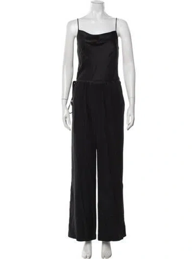 Pre-owned Kes Silk Cowl Neck Jumpsuit In Black