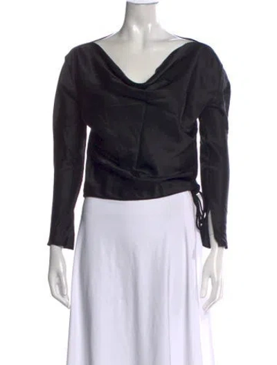 Pre-owned Kes Silk Cowl Neck Top In Black